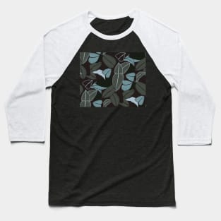 Esthetic Dark Leaves Pattern Baseball T-Shirt